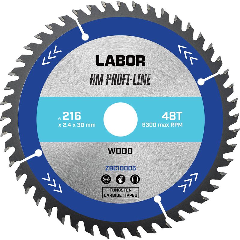 Labor HM cirkelzaagblad hout 216x30x2,4mm 48T