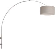Steinhauer Sparkled Light 8143ST Wandlamp Staalkleurig met Grijs Linnen Kap, 145 cm Hoog
