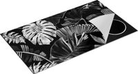 Chefcare Inductie Beschermer Gouden Tropische Bladeren - Zwart Wit - 95x55 cm