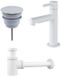 FortiFura Calvi Fonteinkraanset - staande fonteinkraan laag - always open plug - design sifon - mat wit