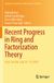 Recent Springer Proceedings in Mathematics & Statistics 477: Recent Progress in Ring and Factorization Theory