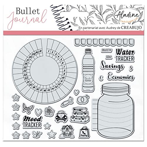 Aladine - Stampo Bullet Clear Tracers 1 – stempelbord van schuimrubber, siliconen opdruk – ideaal voor Bullet Journal, scrapbooking, notitieboeken – creatieve vrije tijd om te knutselen