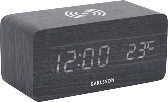 Karlsson Wekker Block LED - Zwart