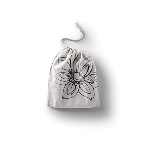 Le Jardin du Lin Bedrukte katoenen tassen met trekkoord, boodschappentas, tas, stoffen tas, groententas, herbruikbaar, milieuvriendelijk, multifunctioneel, opvouwbaar, maat: 20 x 30 cm