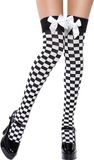Fever London Retro kousen à carreaux avec nœuds blancs - Noir - Nylon - Femmes