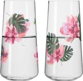 Haorui Industrial Technology Co., Ltd. set en verre de verre - serie zomersonet - 2 pièces avec motif floral - rose