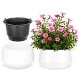 KADAX Bloempot met binnenpot, plastic sierpot vorstbestendig voor bloemen en planten, staand wit 34x20cm