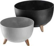 KADAX Kunststof bloempot met drie steunen, ronde bloembak, plantenpot, bloempot voor balkon, woonkamer (zwart, diameter 46,6 cm)