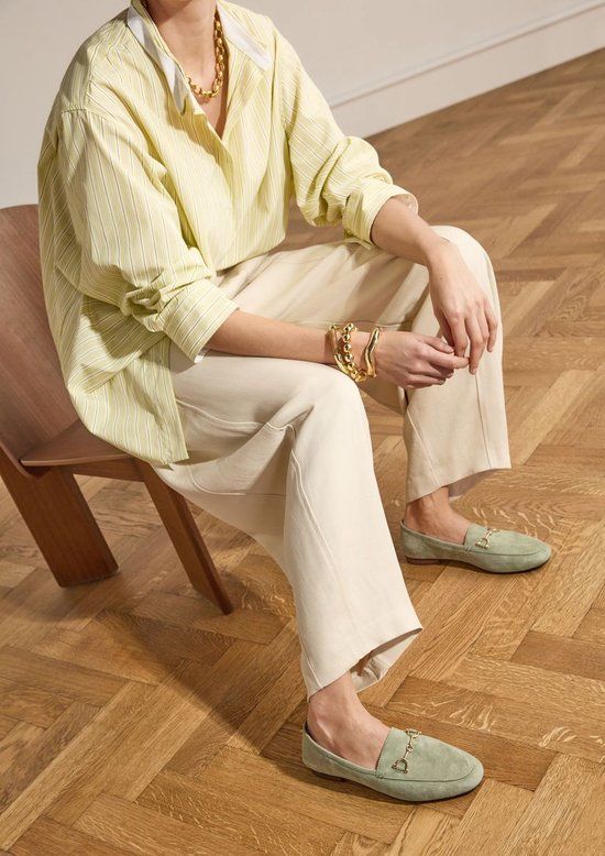 Manfield - Dames - Groene suède loafers - Maat 41