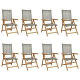 VidaXL Tuinstoel Terras Gecapitonneerde zitting Acaciahout, Polyrattan Grijs