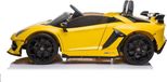 Lamborghini Radiateur électrique enfant - Lamborghini Aventador SVJ deux places - sous licence - 12V7AH, 2 moteurs - télécommande 2.4Ghz, MP3, siège en cuir+EVA+laqué - Jaune