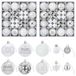 vidaXL Set de boules de Noël - 88 pièces - Argent et blanc - Ø 6 cm - Plastique