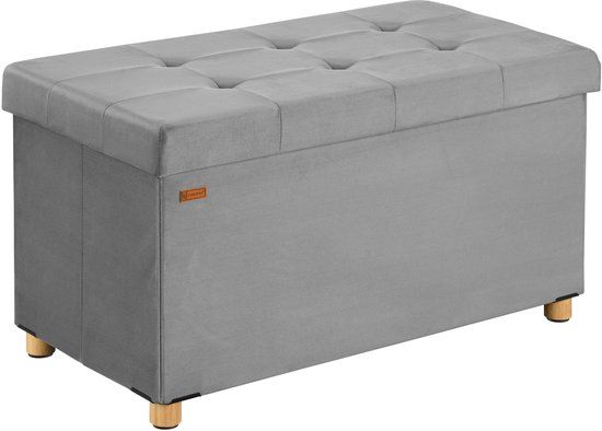 Casaria Opbergbank - Opbergruimte 76x38x42cm Opvouwbaar Fluweel - Grijs