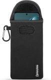 MobyDefend Étui - Convient pour Motorola Moto G05 - Pochette Néoprène Avec Mousqueton - Insertion - Passant de Ceinture - Noir