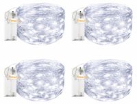 Icecat Mini-lichtketting, set van 4, werkt op pile, koelwit, waterdicht