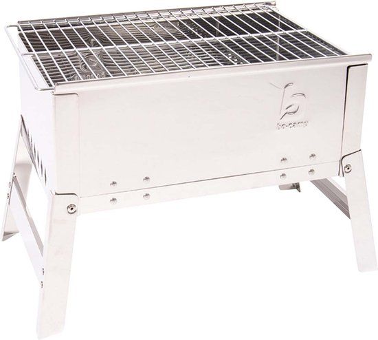 Bo-Camp Compact Deluxe Charcoal BBQ - Stainless Steel