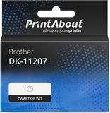 PrintAbout DK-11207 Zwart op wit (58 x 58) (DVD/CD) geschikt voor Brother