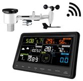 Merkloos Ecowitt WS2910 Weerstation met wifi, professioneel digitaal weersvoorspellingsstation met groot kleurendisplay, 7-in-1 sensor, werkt op zonne-energie, voor binnen, 3-in-1, geïntegreerde sensor