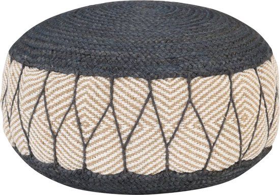 Merkloos Poef 50 cm Nomade Blauw - Katoen - Bohemian - Rond - Blauw/Beige