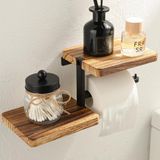 Goodivery Porte-rouleau de papier toilette avec étagère, brun foncé