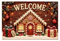 Tapis de Noël avec motif maison en pain d'épice 40 x 60 cm