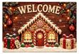 Tapis de Noël avec motif maison en pain d'épice 40 x 60 cm