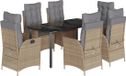 vidaXL 7-delige tuinset met kussens, beige, van polyrotan