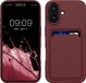 kwmobile telefoonhoesje geschikt voor Apple iPhone 16 - Hoesje met pasjeshouder - TPU case in wijnrood