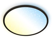 B.K.Licht BRILONER Slim CCT LED Plafondlamp met sterrenhemel effect, neutraal wit licht, indirecte verlichting, afstandsbediening, zwart, Ø37,5 cm