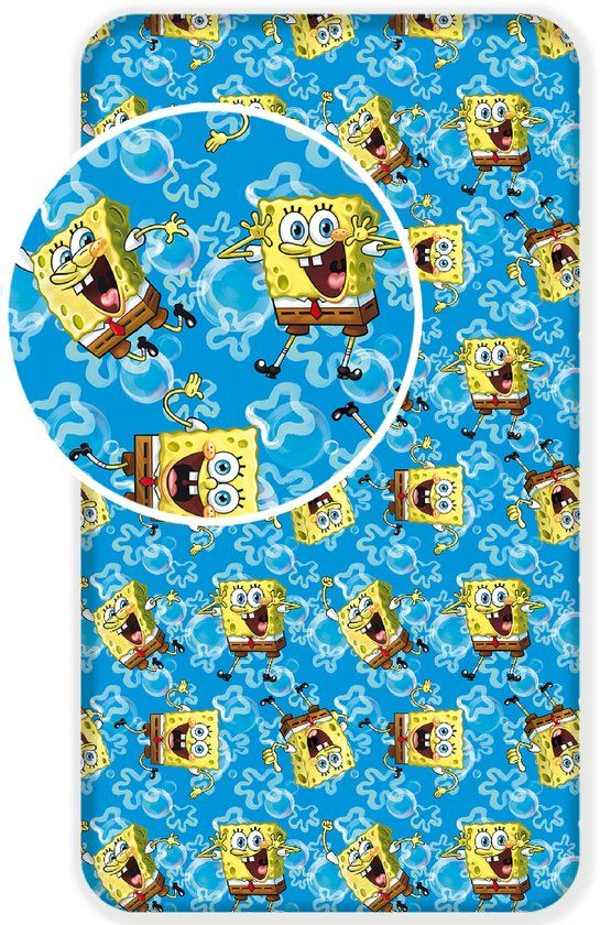 4KidsOnly SpongeBob Hoeslaken Dance - Eenpersoons - 90 x 200 cm - Katoen