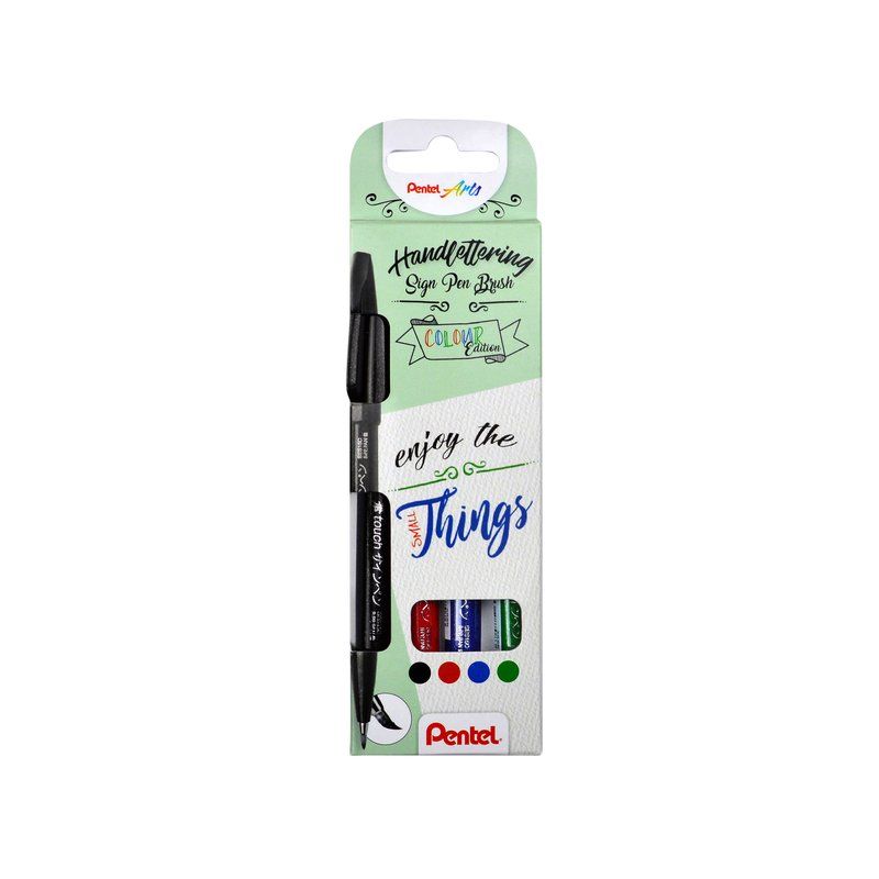 Pentel Brushstift SES15 Blister - 4 stuks assorti
