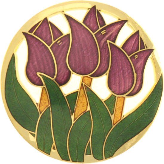 Behave® Dames Broche Bloem Emaille Paars - 4.5 cm