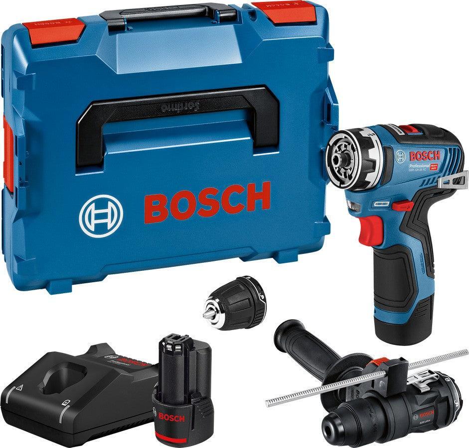 Bosch GSR 12V-35 FC Accu Schroefboormachine 12V 3.0Ah + Adapter & Opzetstukken in L-BOXX - 06019H3009