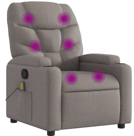 vidaXL Massagestoel verstelbaar stof taupe