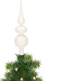 Decoris Kaemingk B.V. Piek/kerstboom topper - glas - H32 cm - zilver swirl met kralen