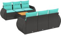 vidaXL 7-delige tuinbankset met kussens van zwart polyrotan