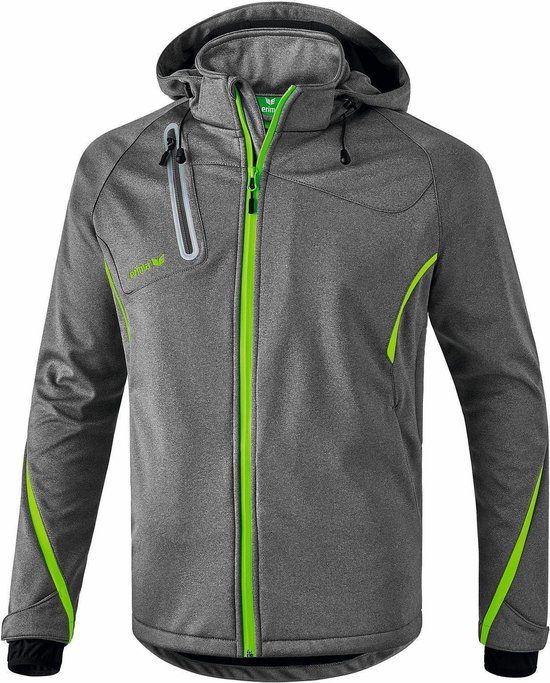Erima Function Softshell Jas Kinderen - Grijs Melange / Green Gecco Maat 164