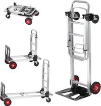 VEVOR 2-In-1 Steekwagen Opvouwbaar 113/181 Kg Laadvermogen Transportwagen Aluminiumlegering en Koolstofstaal Steekwagen ⇋ Platformwagen voor Laad- en Transporttaken Binnen en Buiten