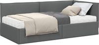 vidaXL Hoekbedframe met Matras Donkergrijs Fluweel 100 x 200 cm