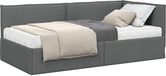 vidaXL Hoekbedframe met Matras Donkergrijs Fluweel 100 x 200 cm