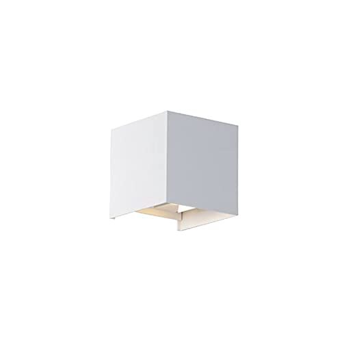 QAZQA - Moderne buiten wandlamp wit incl. LED 2-lichts IP54 - Edwin | Buitenverlichting | Slaapkamer | Keuken - Aluminium Kubus - (niet vervangbare) led LED inbegrepen - Max. 1 x 6 Watt