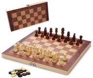 Jeu d'échecs 29x29 cm Bois Pliable Échiquier 3 en 1 Backgammon Dames Pièces d'échecs Voyage Famille Adultes