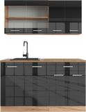 Vicco R-Line Eenpersoonskeuken – 140 cm zonder werkblad Antraciet hoogglans/goud eiken