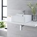 Hudson Reed Exton Lavabo sur plan Rectangulaire Moderne Blanc 46cm x 42cm (1 trou de robinet) avec bague de trop-plein noire