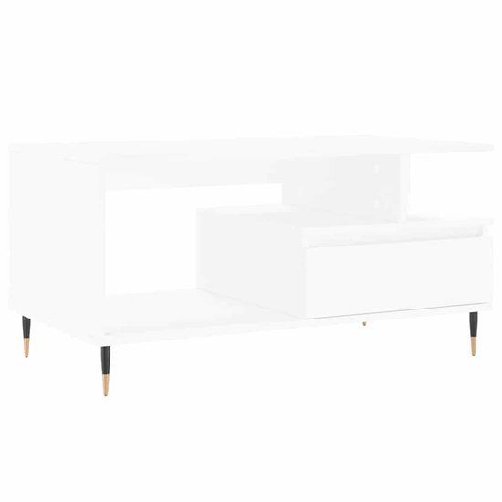 vidaXL Salontafel - 90x49x45 cm - Bewerkt Hout - Wit