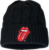 Rock Off The Rolling Stones Tongue and Lips Logo Cable Knit Muts Zwart - Officiële Merchandise