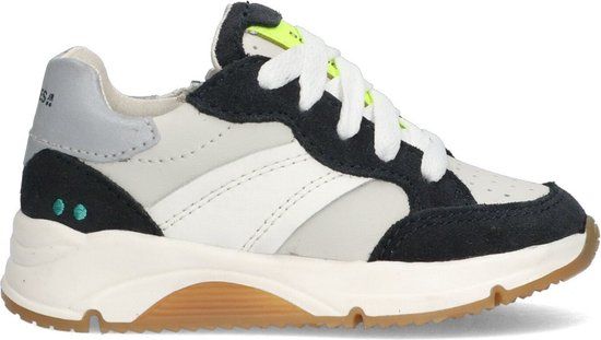 BunniesJR 225462-420 Jongens Lage Sneakers - Blauw/Grijs/Wit - Leer - Veters