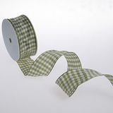Deko und Band Geruit band met draadrand - olijfgroen - 40 mm op 25 m rol - 64098 40 66