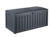 Keter Glenwood Kussenbox, 390 liter volume, waterdicht, grafiet, houtlook, zitbank voor 2 volwassenen, 128 x 65 x 61 cm, tuinbox