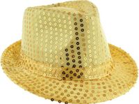 Funny Fashion Trilby hoedje - Goud - Glitter - Pailletten - Polyester - Unisex - Carnaval